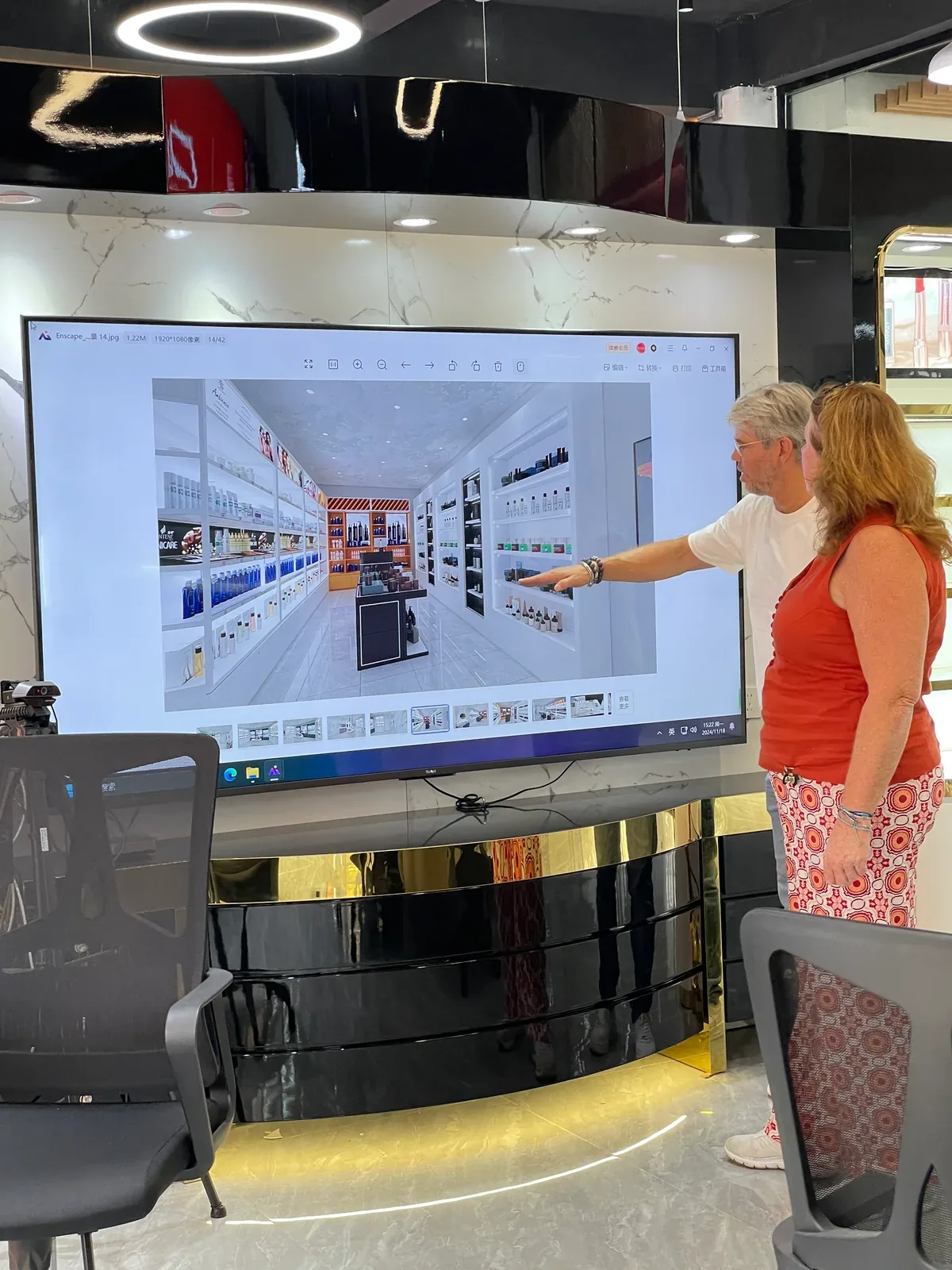 BENSON design team reviewing a three-dimensional retail display concept