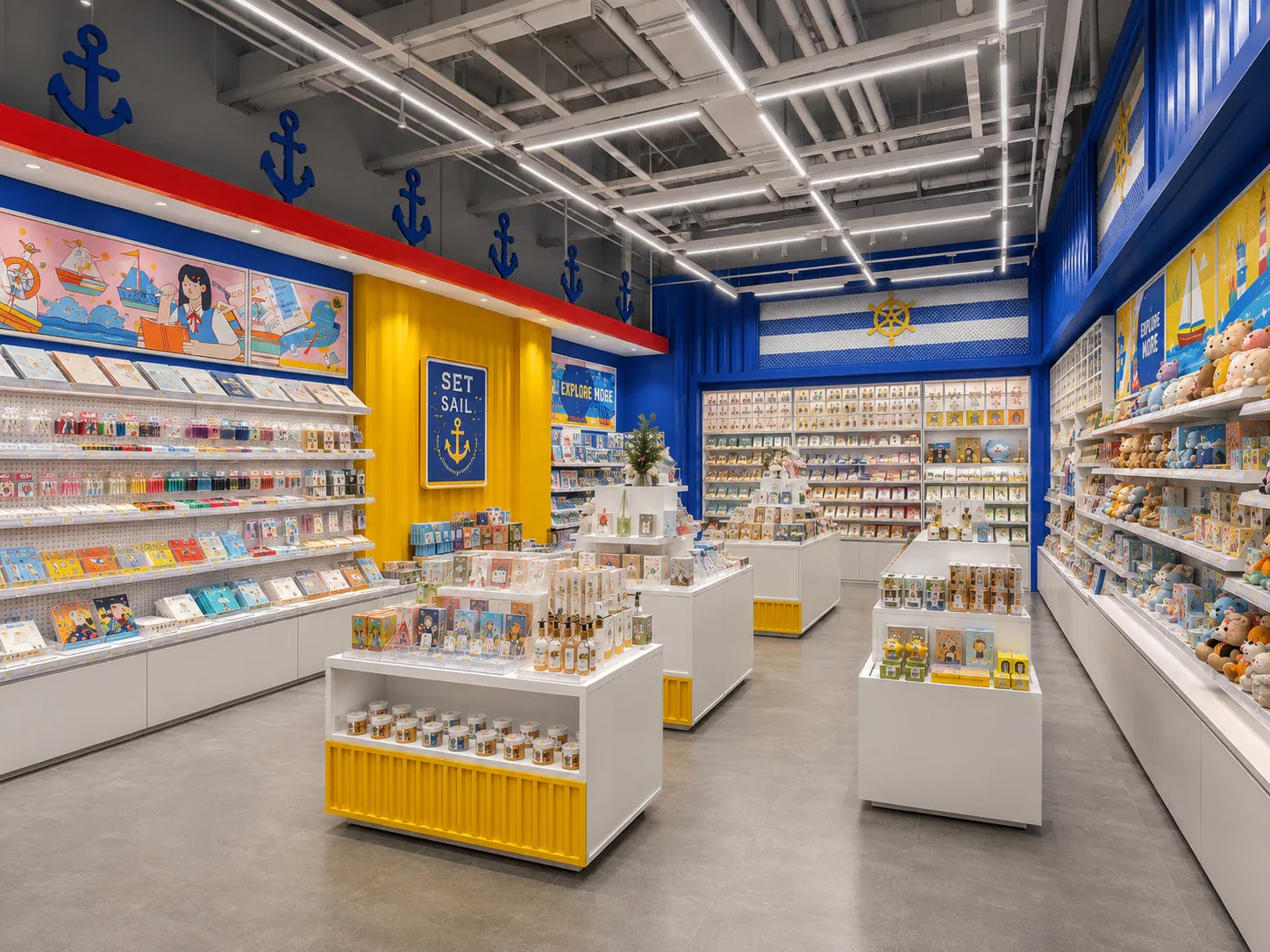 Blue and Yellow Toy Store Shelving Layout — reference view 2 of 6