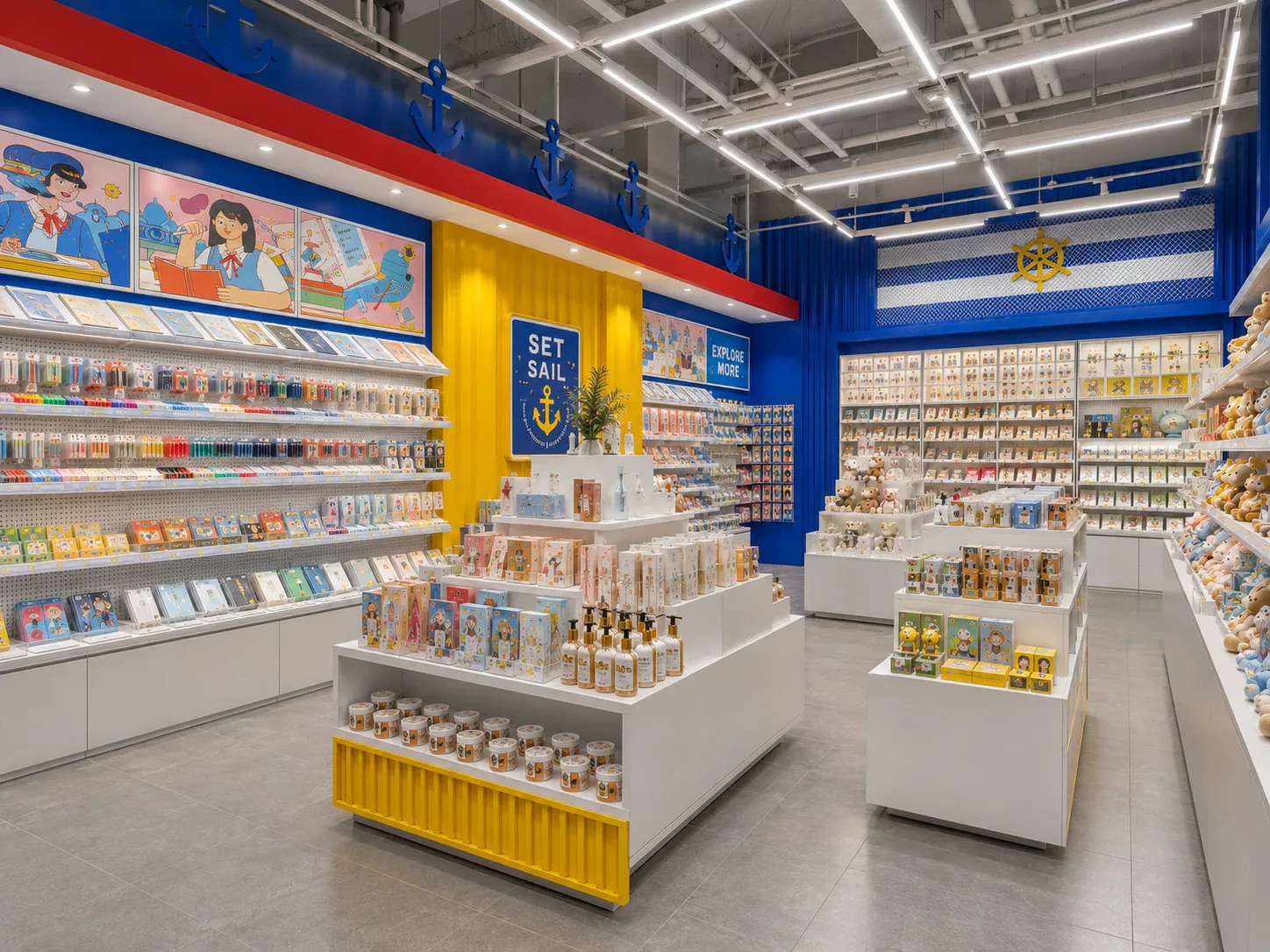 Blue and Yellow Toy Store Shelving Layout — reference view 5 of 6
