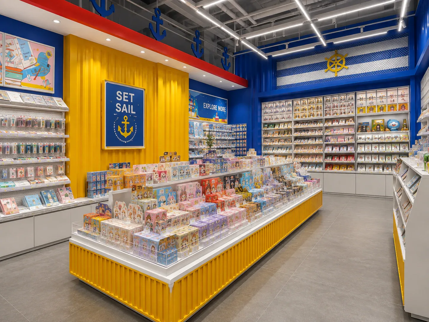Blue and Yellow Toy Store Shelving Layout — reference view 6 of 6