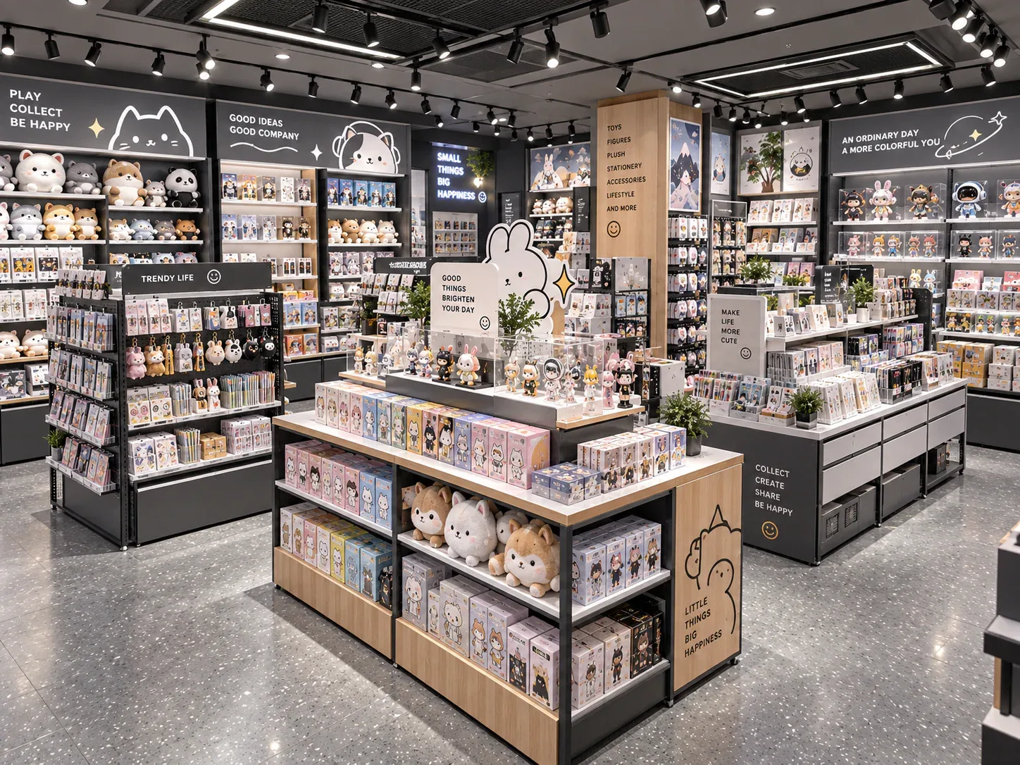 Monochrome Collectible Store with Stepped Islands — reference view 6 of 6