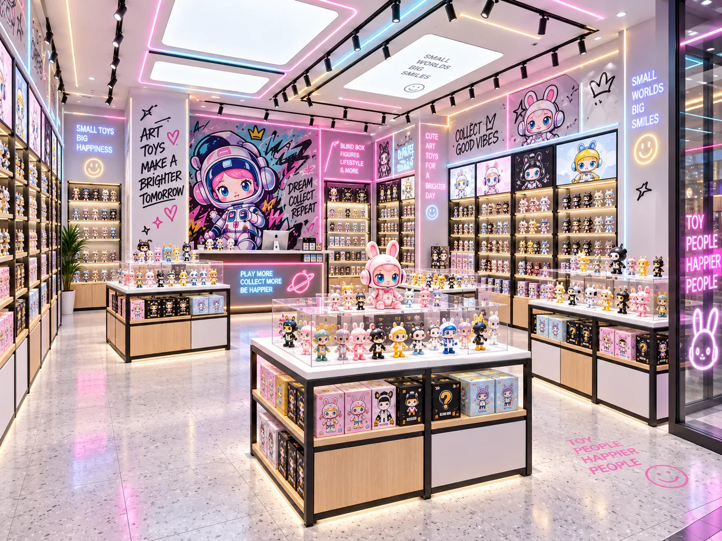 Pink Graphic Toy Boutique with Black-Framed Islands — reference view 2 of 6