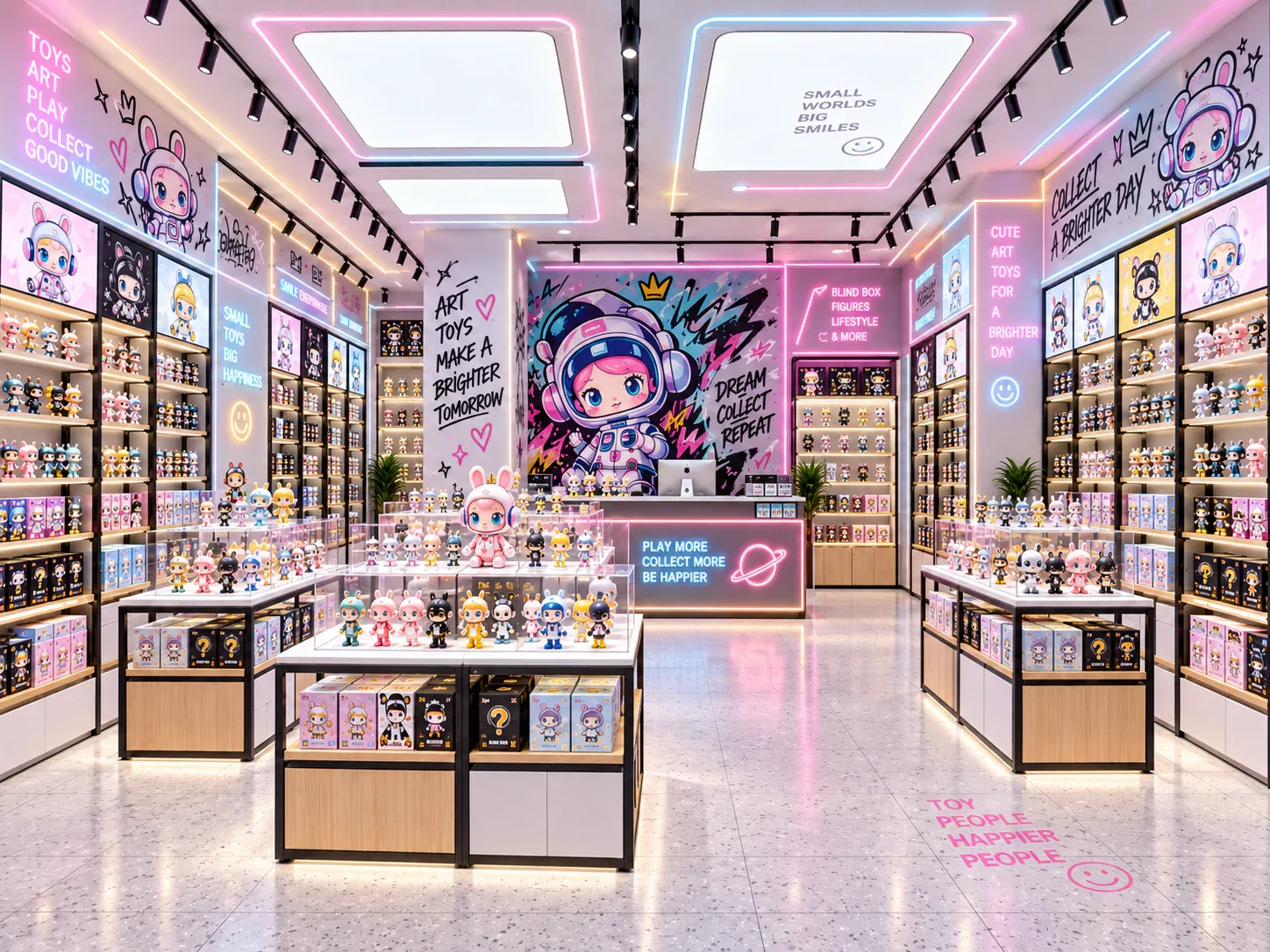 Pink Graphic Toy Boutique with Black-Framed Islands — reference view 3 of 6