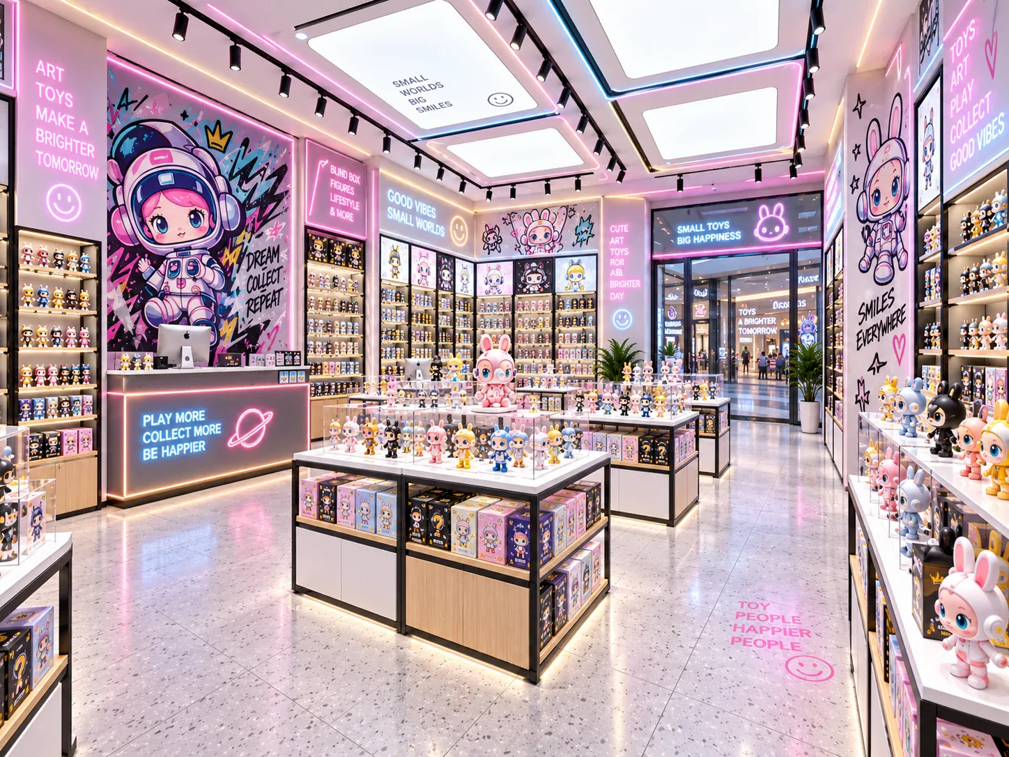 Pink Graphic Toy Boutique with Black-Framed Islands — reference view 5 of 6