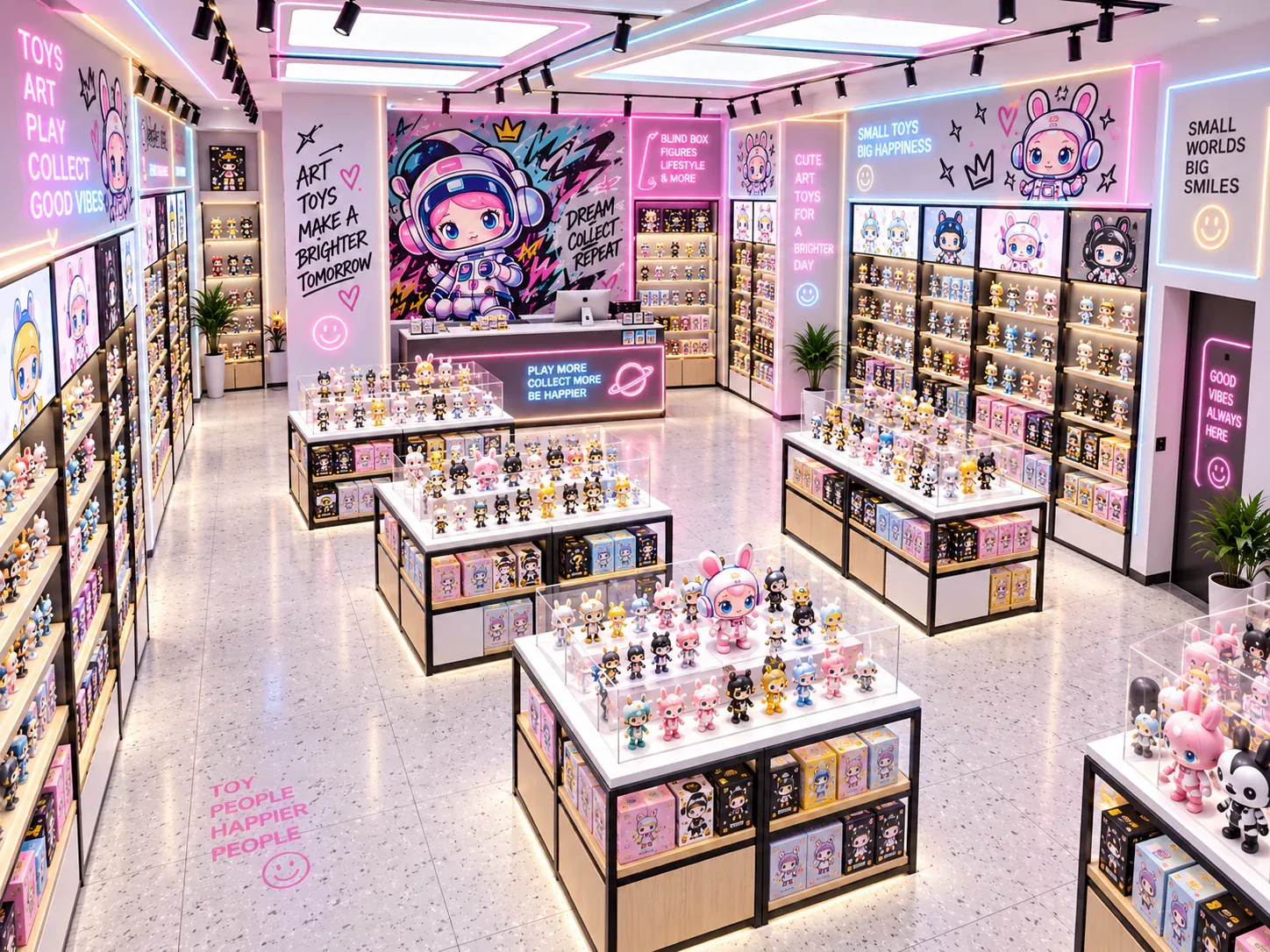 Pink Graphic Toy Boutique with Black-Framed Islands — reference view 6 of 6