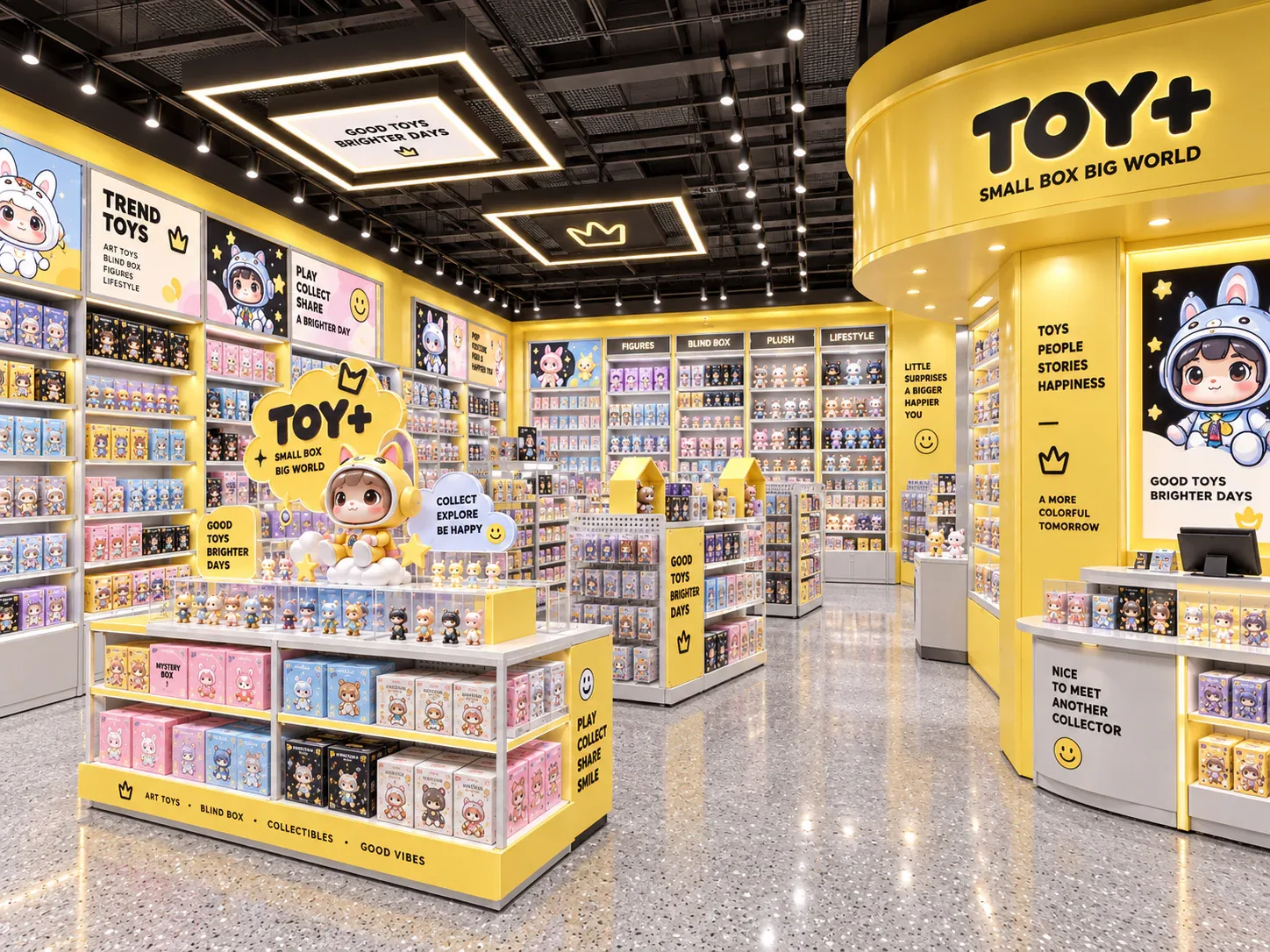 Yellow Collectible Shop with Graphic Feature Column — reference view 3 of 6
