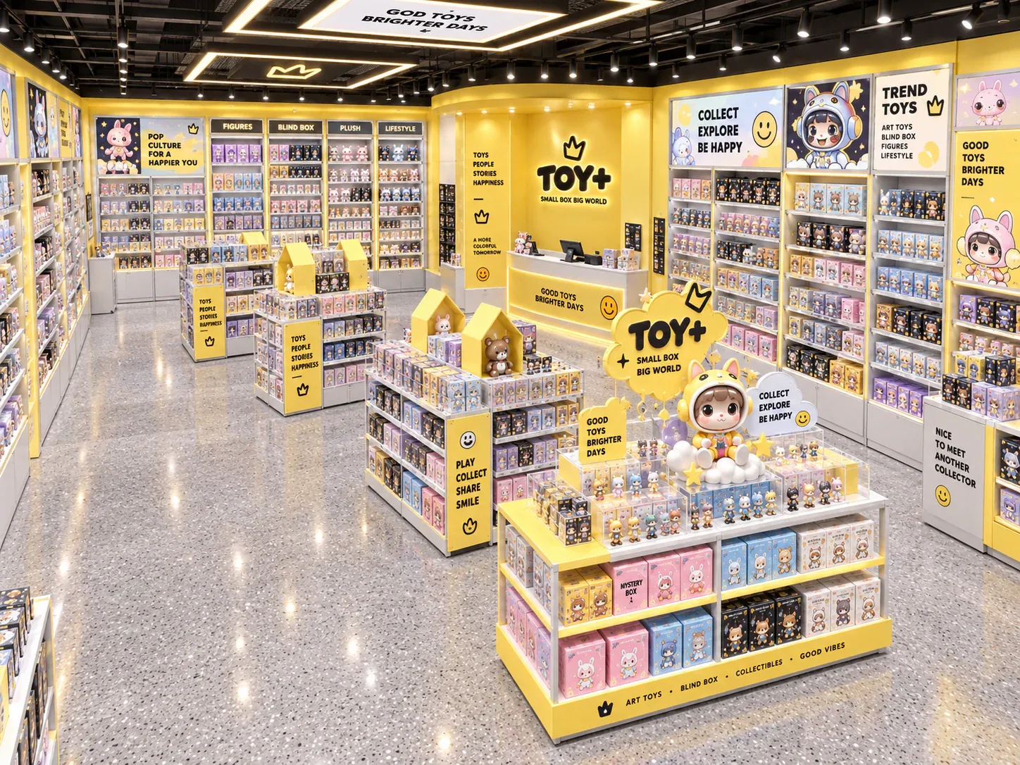 Yellow Collectible Shop with Graphic Feature Column — reference view 4 of 6