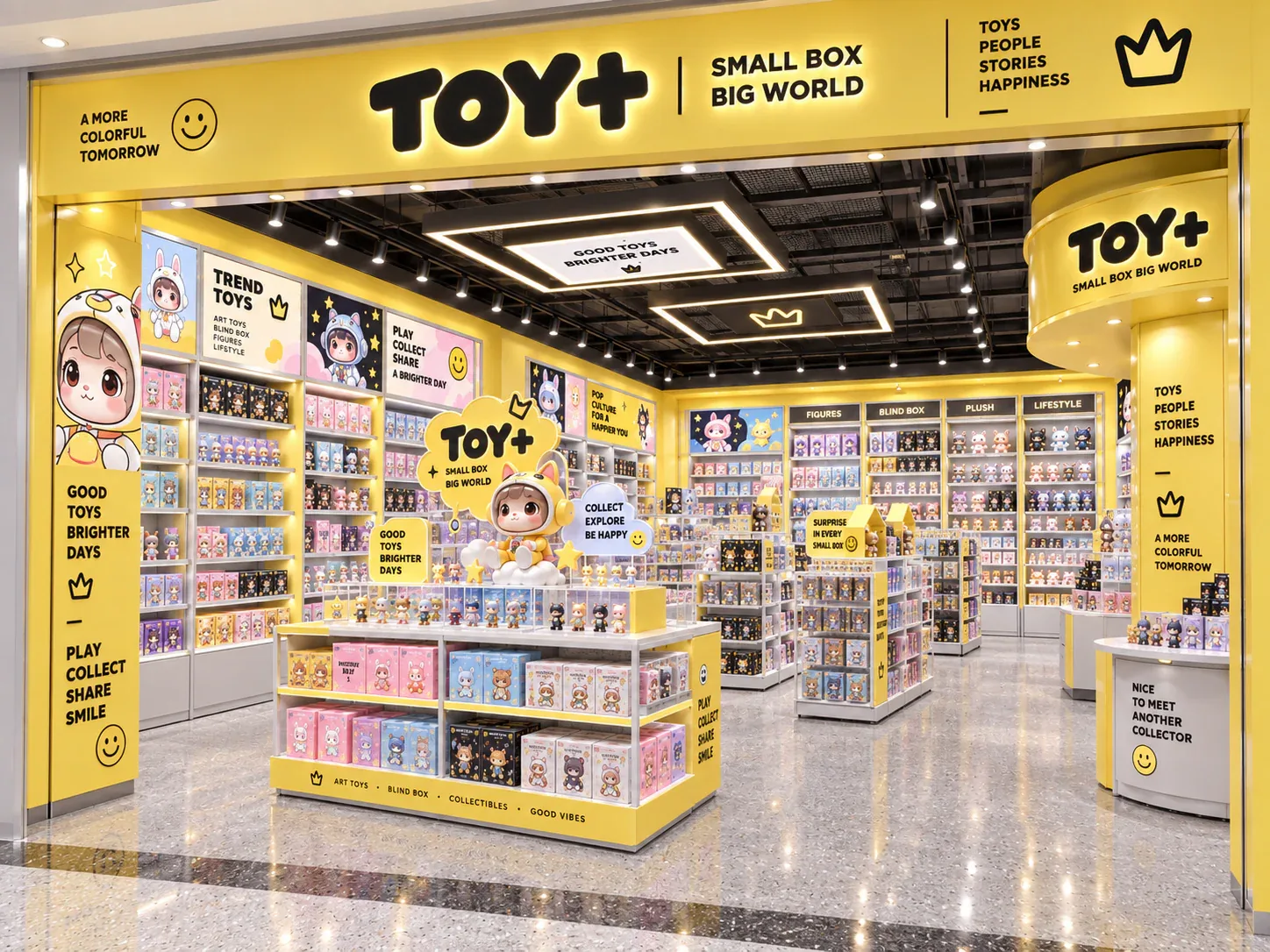Yellow Collectible Shop with Graphic Feature Column — reference view 6 of 6
