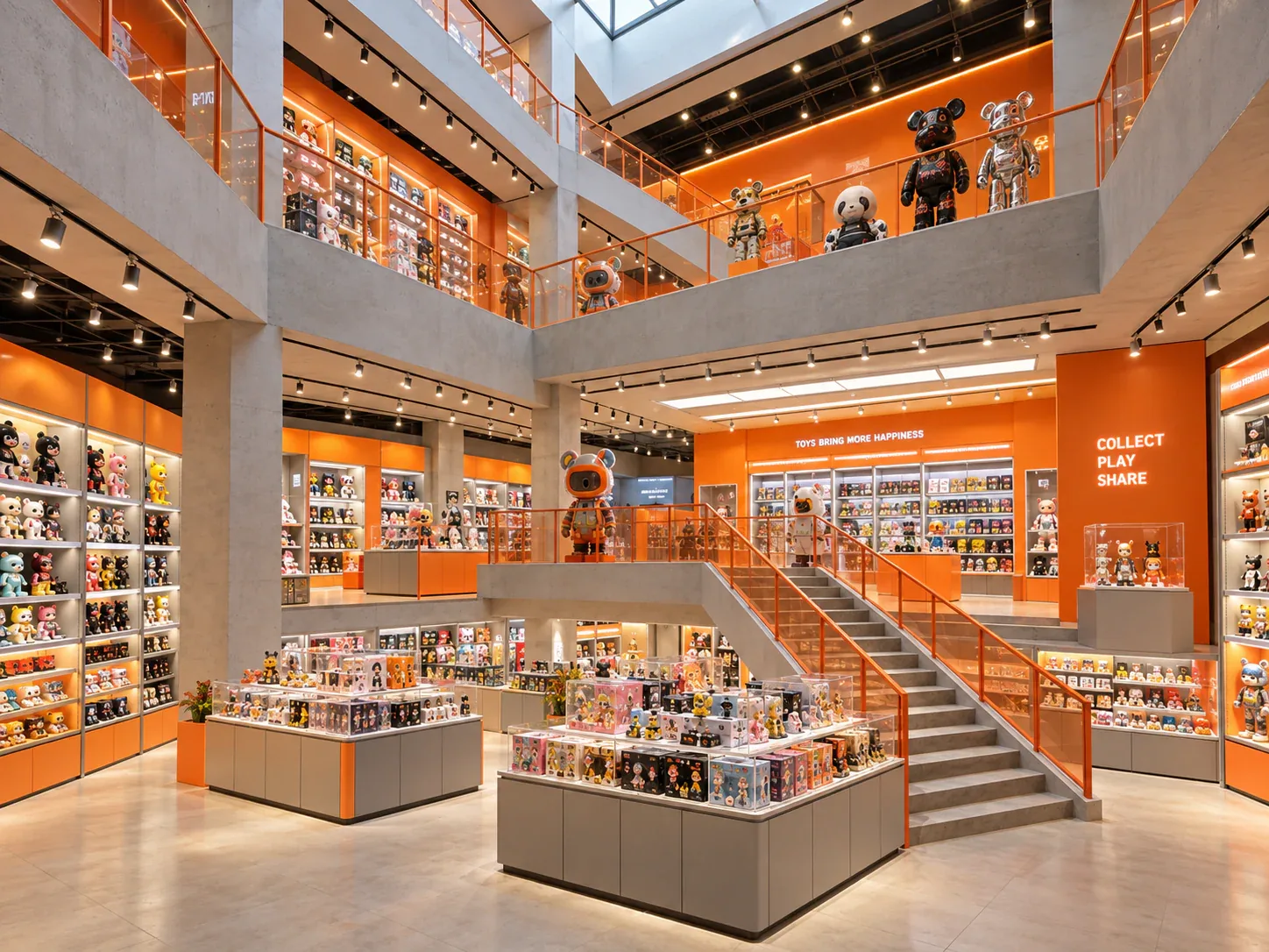 Orange Multi-Level Toy Store Atrium Design — reference view 2 of 6