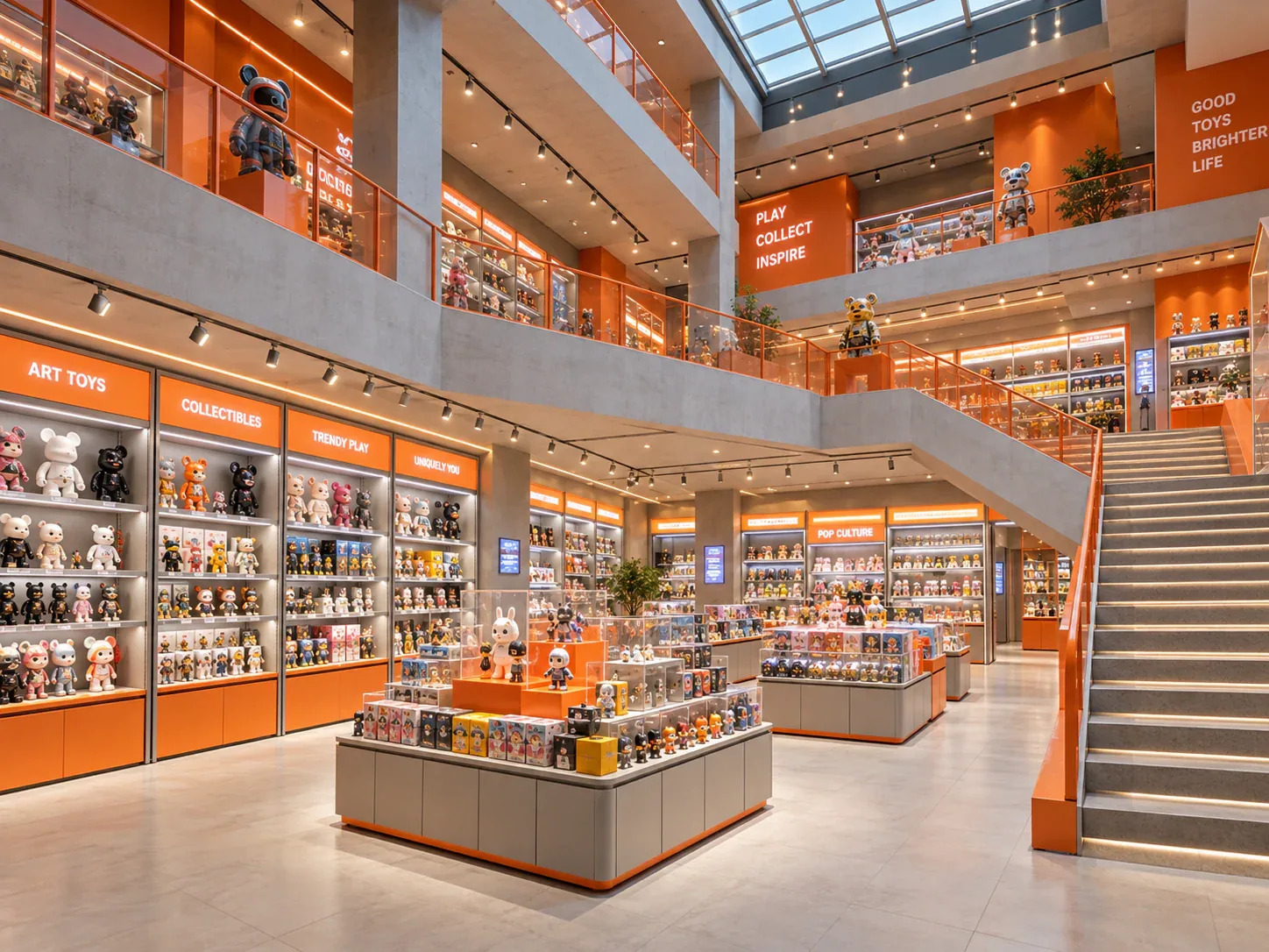 Orange Multi-Level Toy Store Atrium Design — reference view 5 of 6