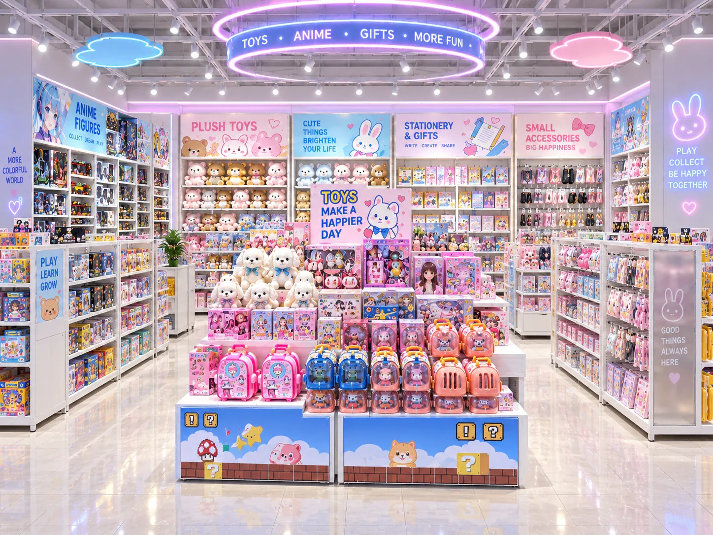 Pastel Toy Shop with Tall White Display Bays — reference view 5 of 6
