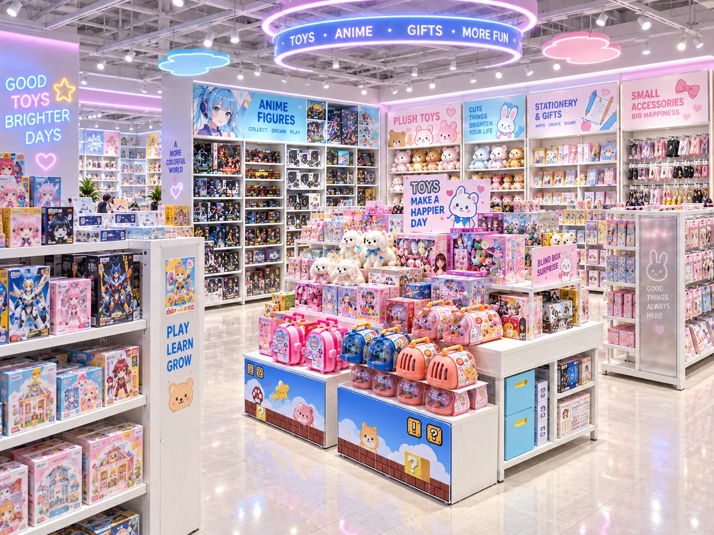 Pastel Toy Shop with Tall White Display Bays — reference view 6 of 6