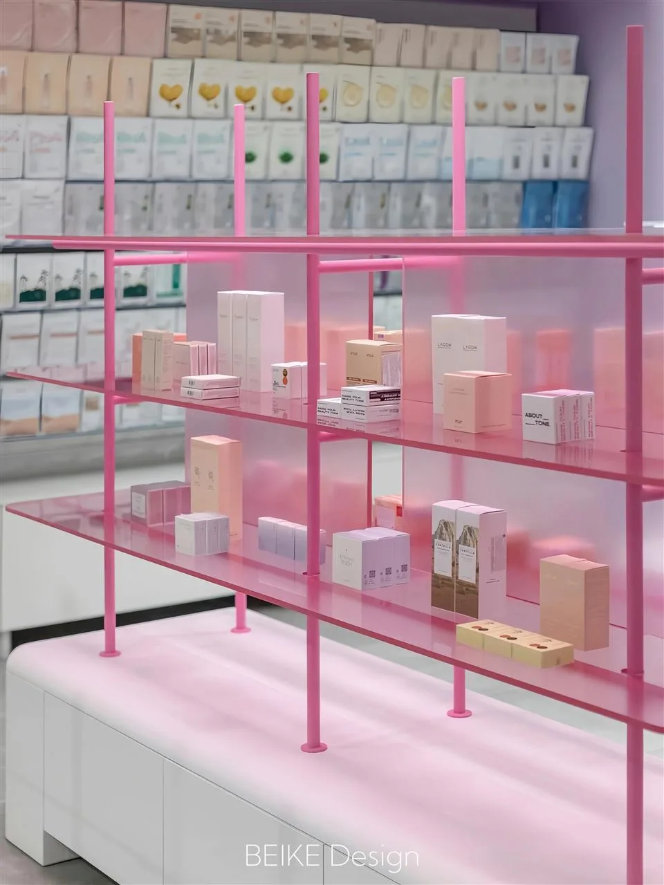 White and Pink Retail Fixture Concept before Stocking — reference view 6 of 7