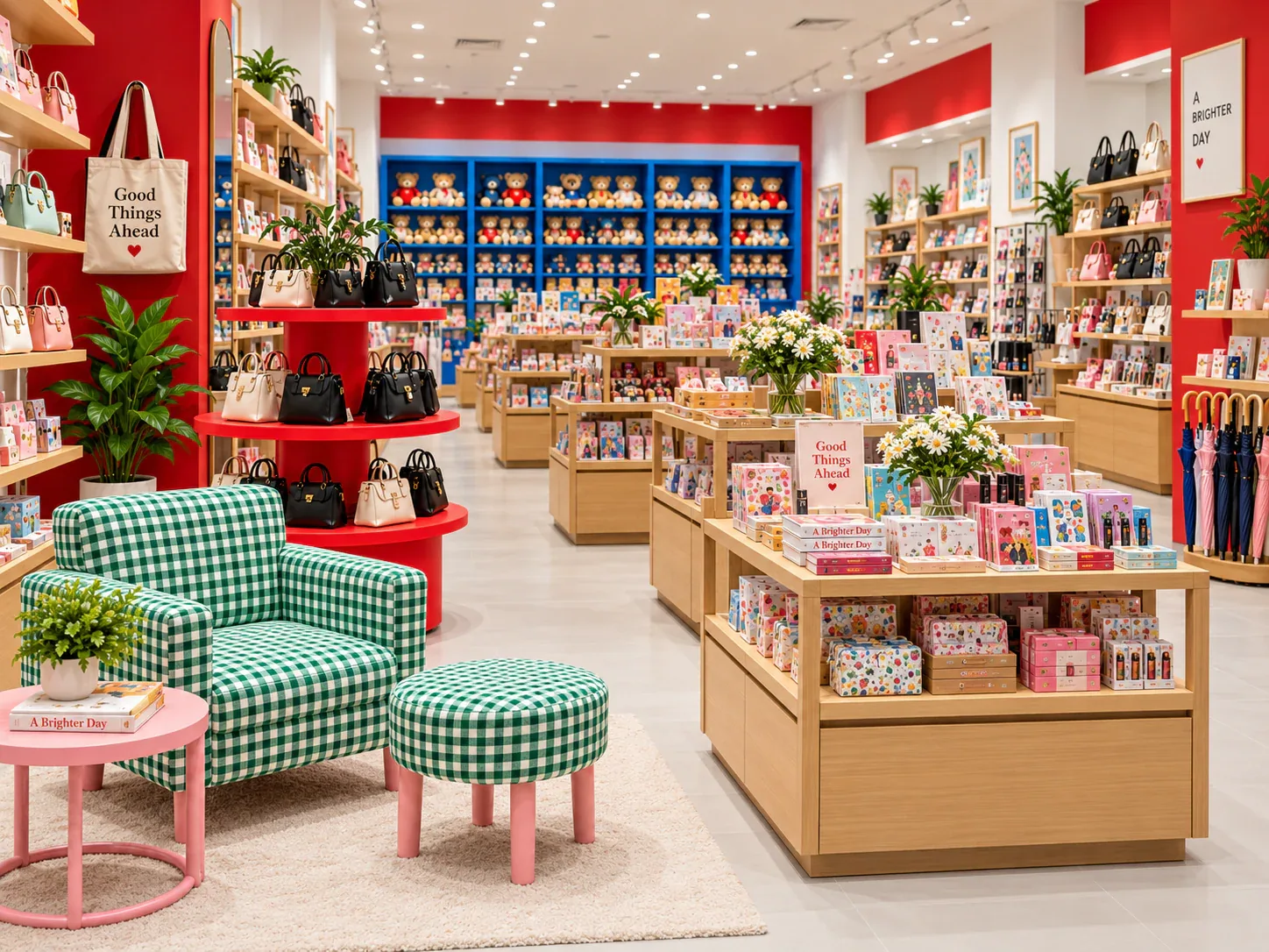 Gift Store Entrance with Seating and Round Accent Display — reference view 4 of 5