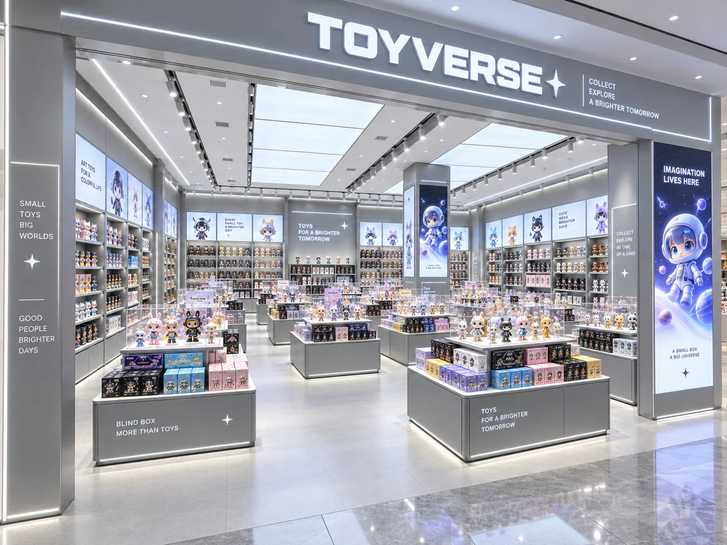 Silver Toy Store with Illuminated Wall Headers — reference view 2 of 6
