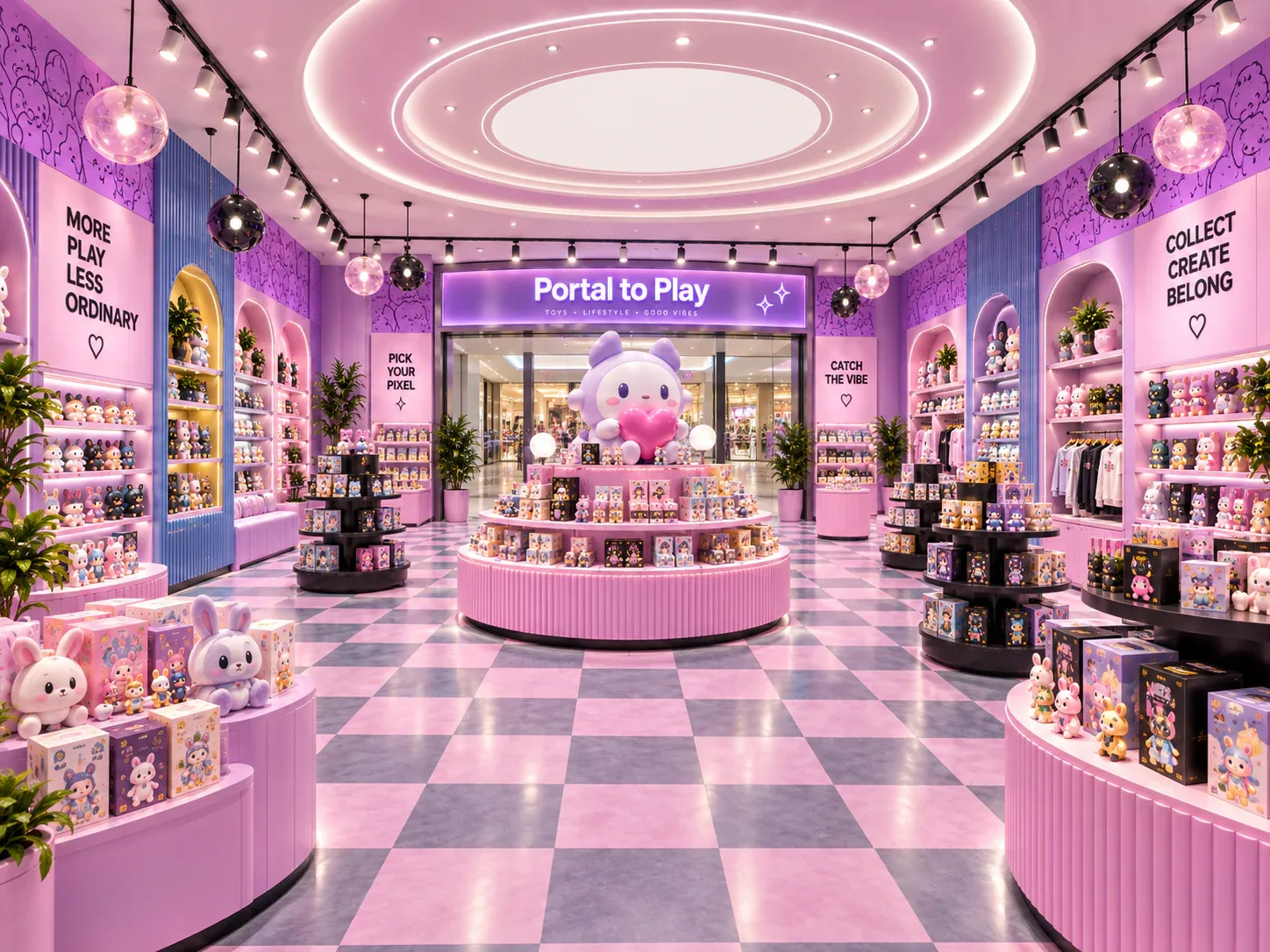 Pink Circular Toy Island in a Purple Boutique — reference view 3 of 4
