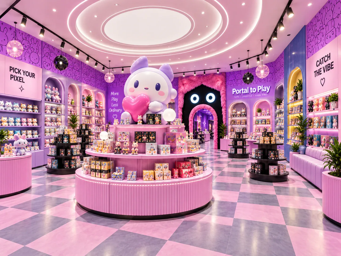 Pink Circular Toy Island in a Purple Boutique — reference view 4 of 4