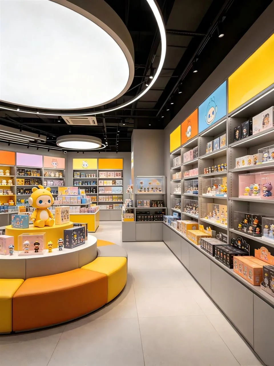 Curved Checkout Counter with Warm Backlit Wall — reference view 3 of 3