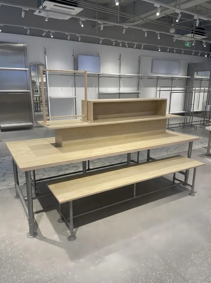Tall Open-Frame Retail Shelf with Wood Base — reference view 11 of 15