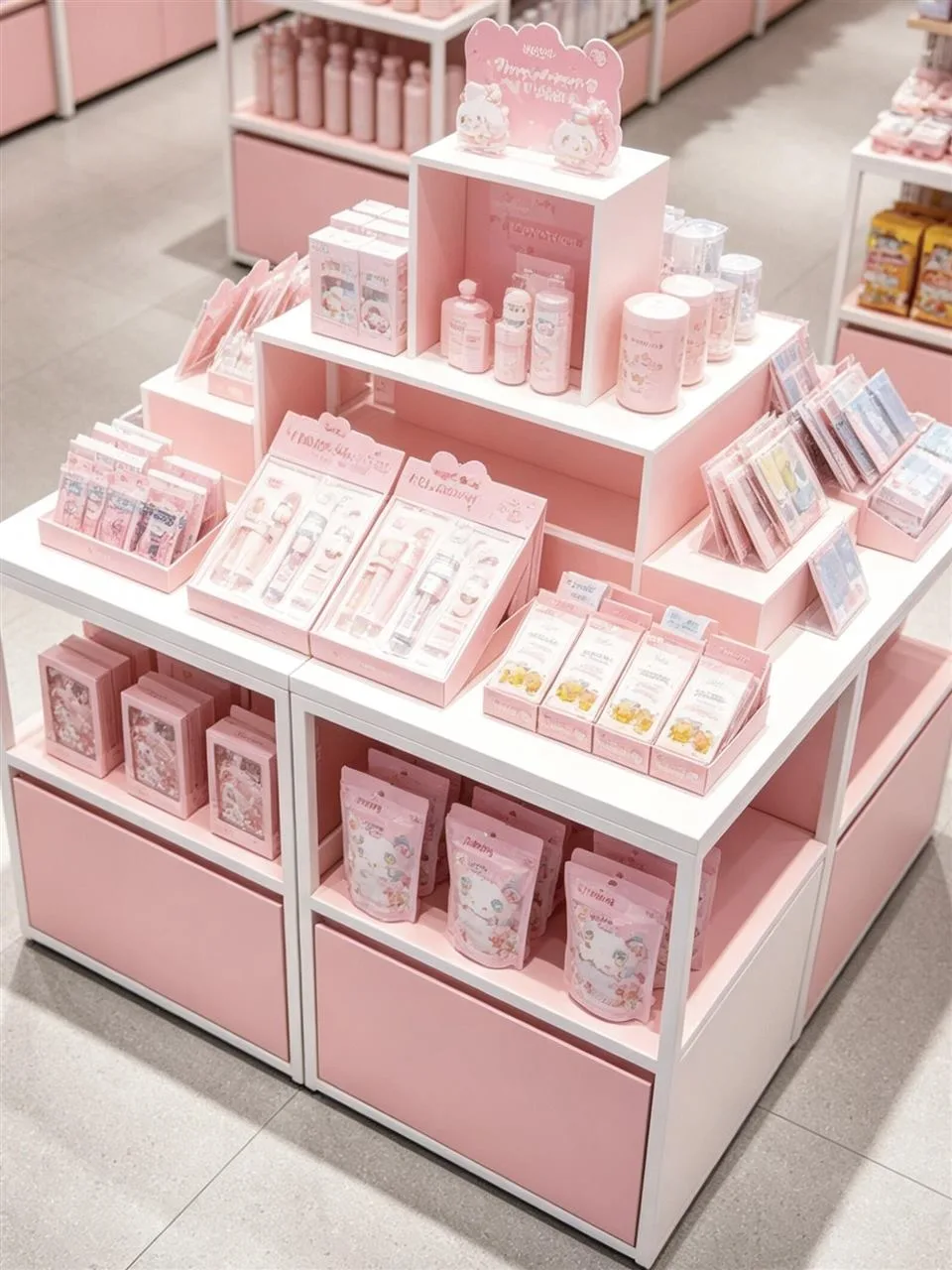 Pink Stepped Countertop Display for Small Products