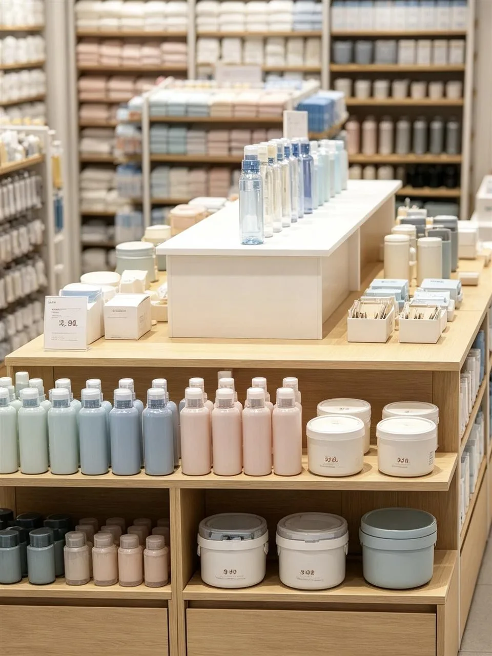 Wood and White Island for Bottles and Small Containers