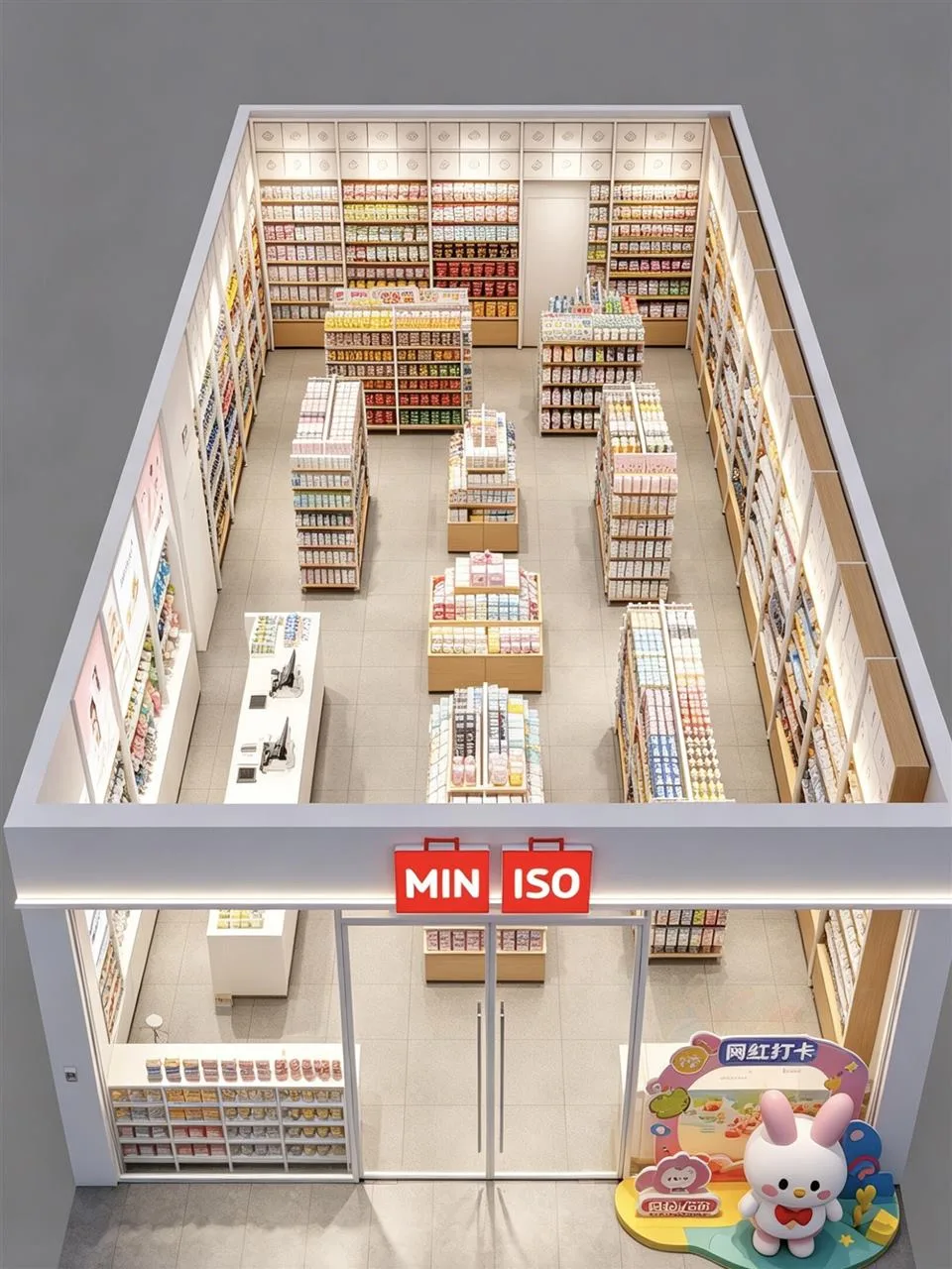 Narrow Lifestyle Store Layout with Front Service Area