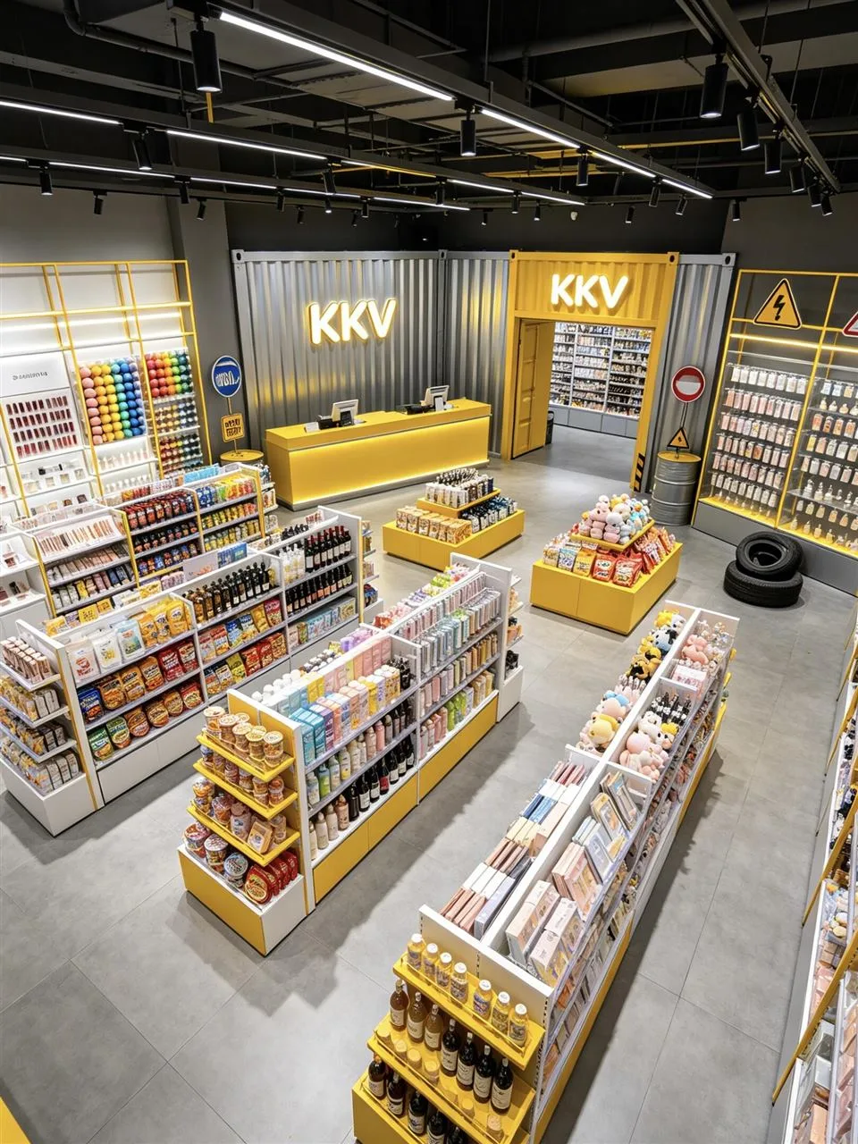 Yellow Lifestyle Store with Parallel Merchandise Aisles