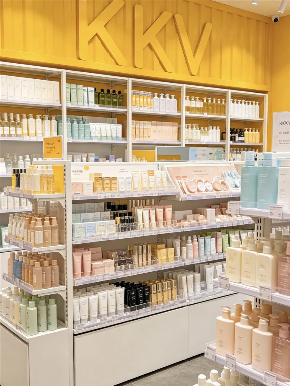 White Lifestyle Gondola with Yellow Shopping Baskets — reference view 2 of 2