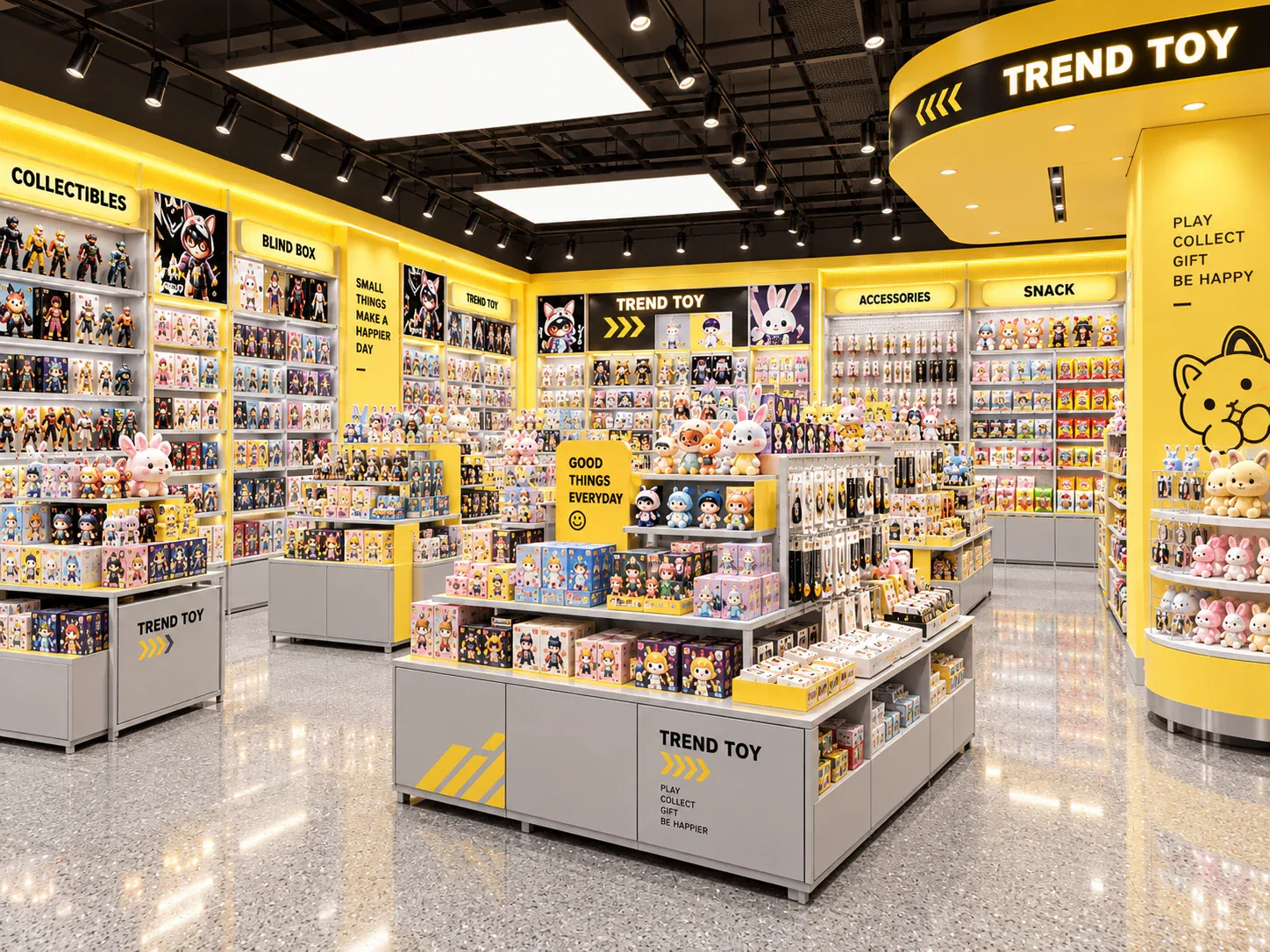 Yellow Toy Retail Feature Column and Perimeter Displays — reference view 2 of 5