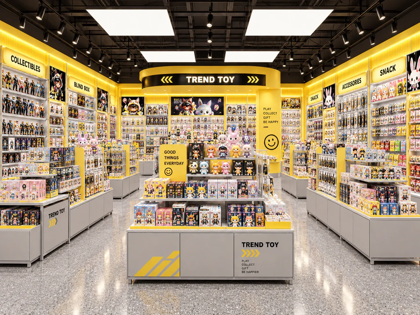 Yellow Toy Retail Feature Column and Perimeter Displays — reference view 3 of 5