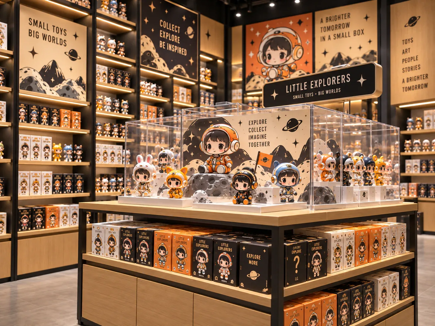 Space-Themed Collectible Store with Wood Cabinets — reference view 6 of 6