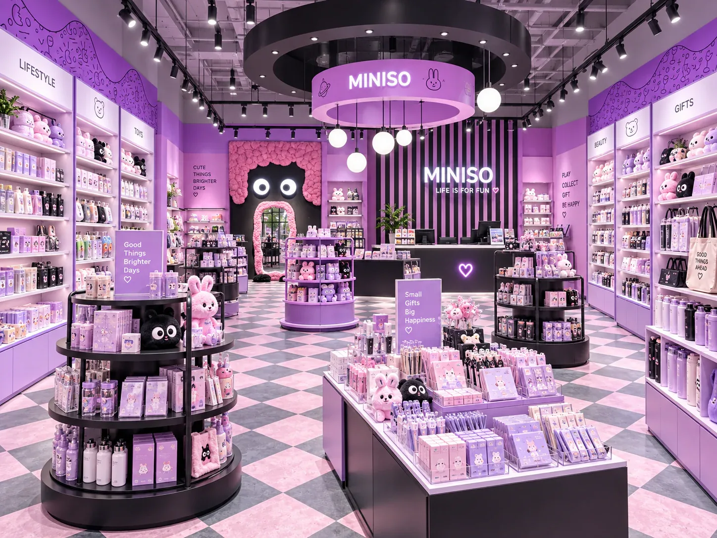Purple Lifestyle Boutique with Black Tiered Displays