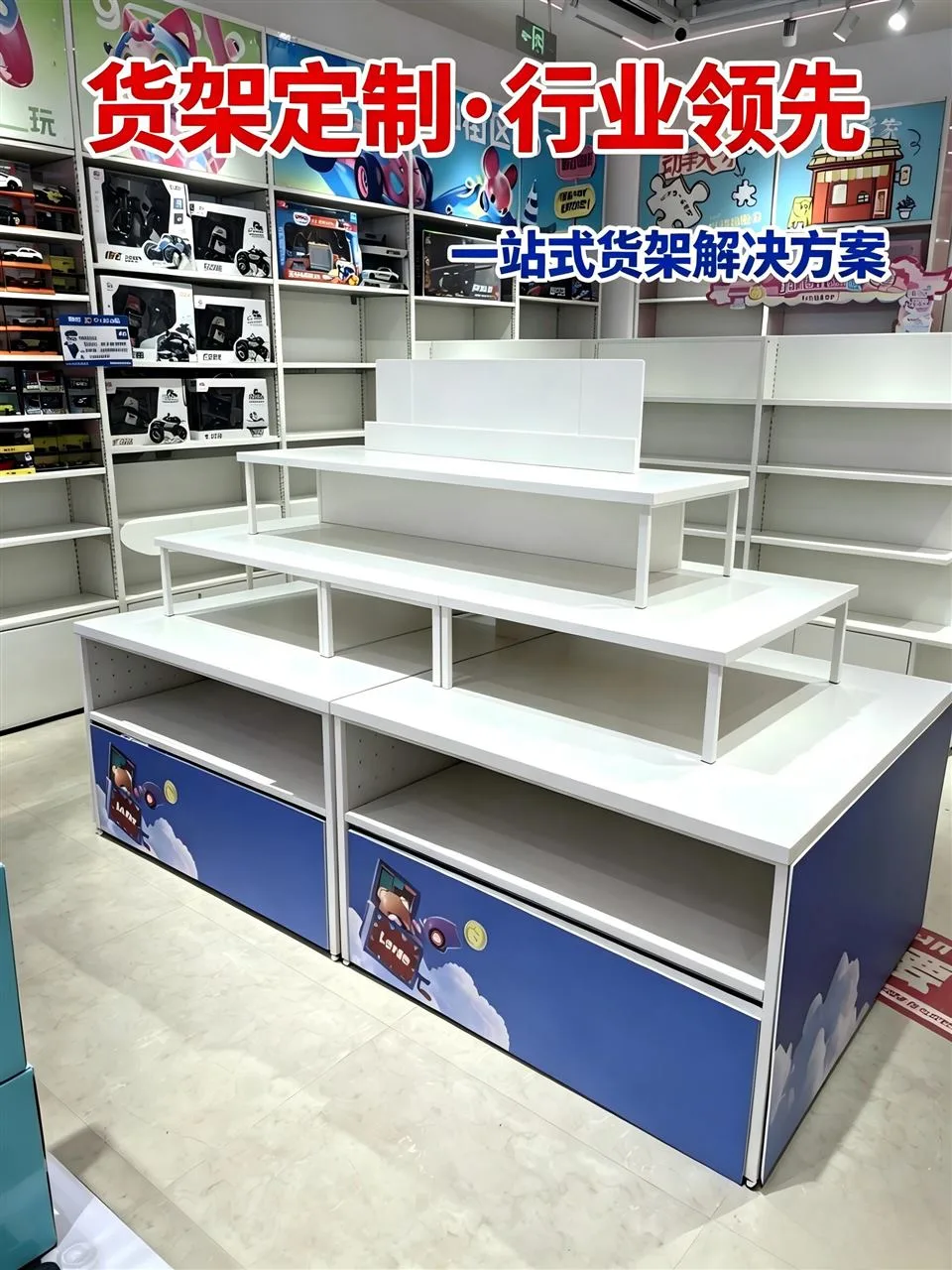 White Multi-Bay Wall Display with Base Cabinets — reference view 12 of 18