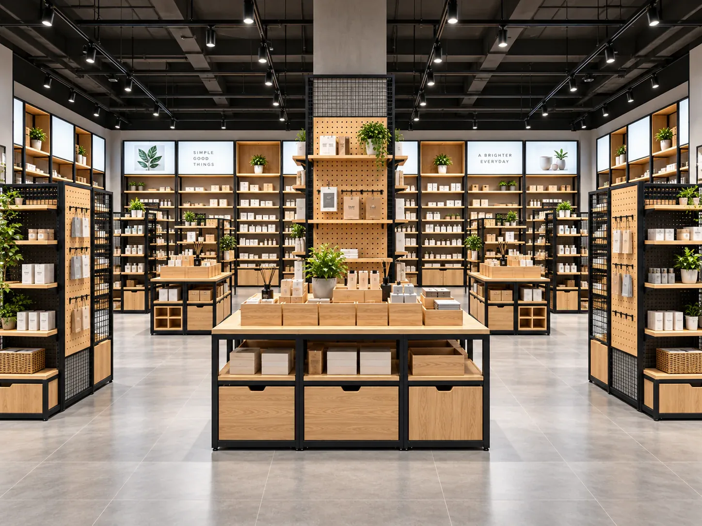 Black Frame and Wood Modular Retail Display Concept — reference view 2 of 6