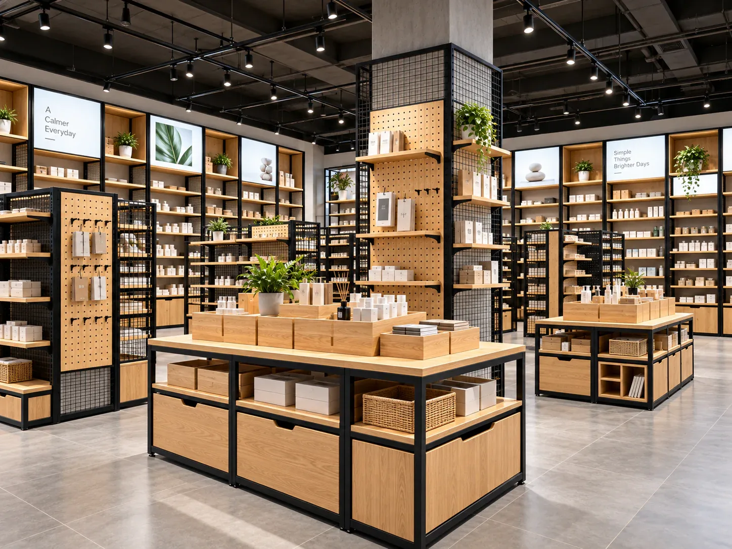 Black Frame and Wood Modular Retail Display Concept — reference view 3 of 6