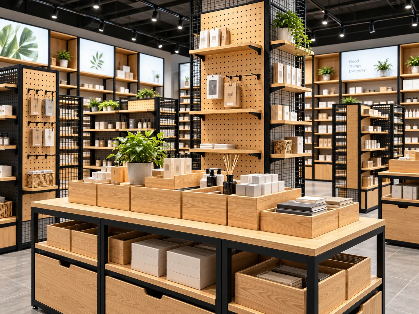 Black Frame and Wood Modular Retail Display Concept — reference view 5 of 6