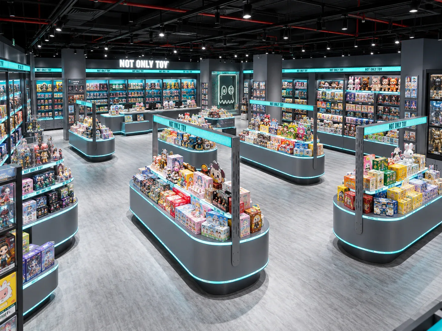 Cyan and Black Toy Store with Rounded Islands — reference view 6 of 6