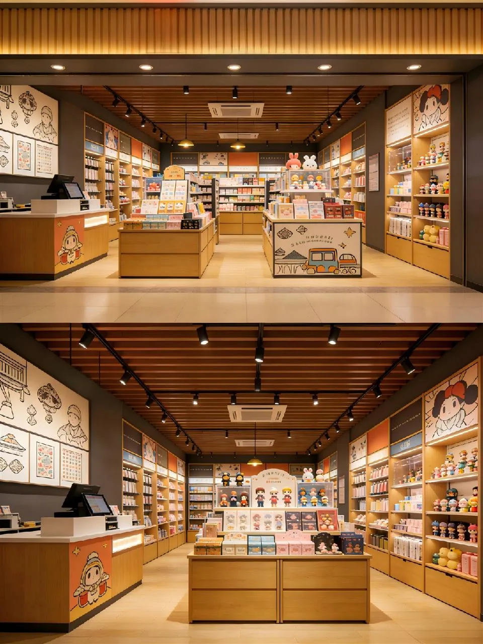 Circular Gift Store Table within Wood Wall Shelving — reference view 3 of 6