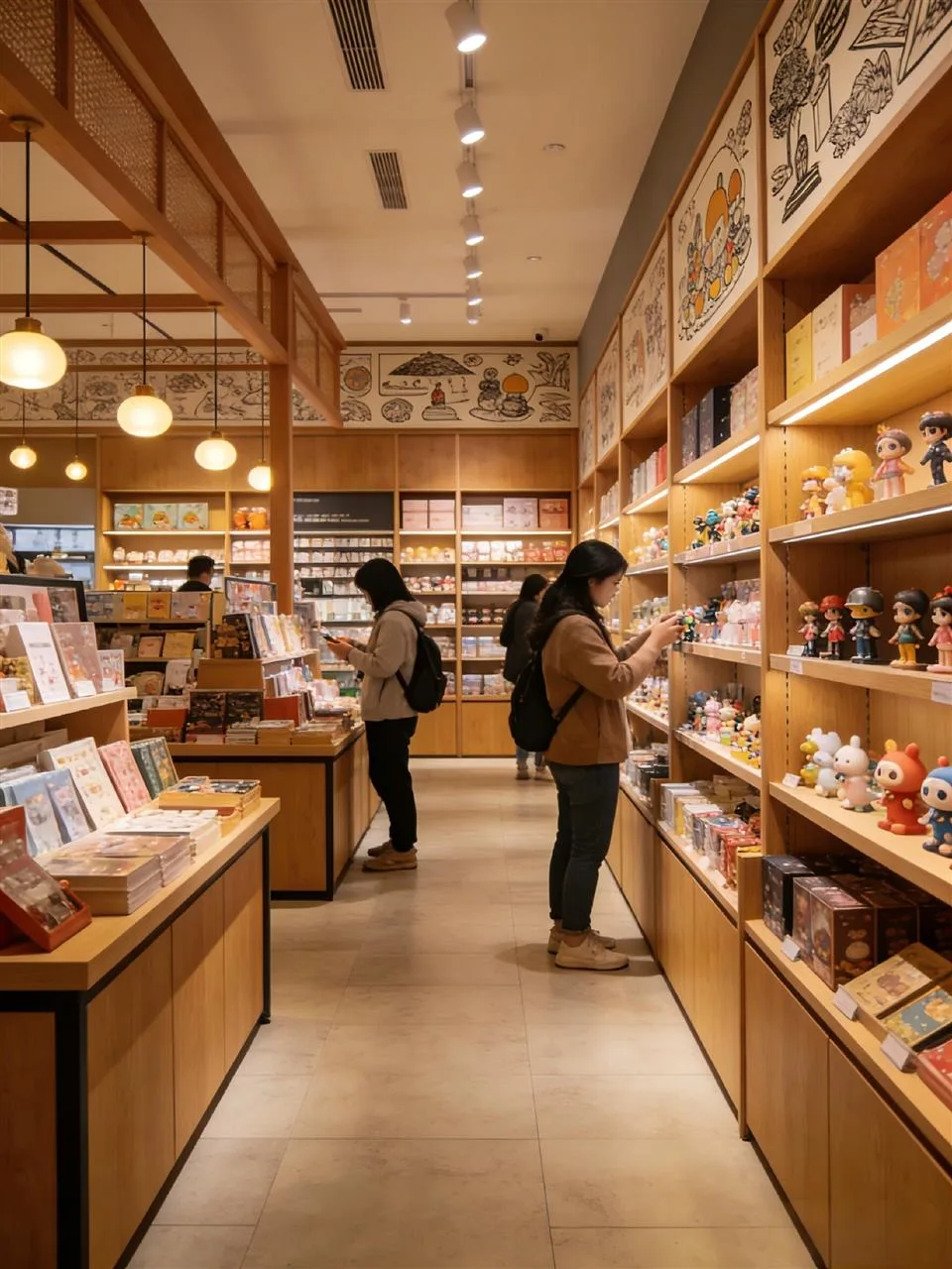 Circular Gift Store Table within Wood Wall Shelving — reference view 4 of 6