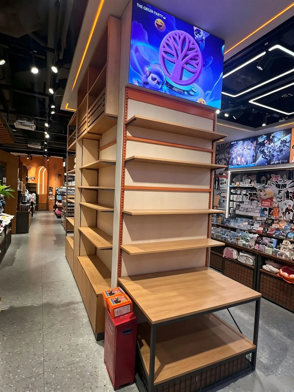 Wood and Dark Frame Retail Fixture Multi-View Study — reference view 3 of 11