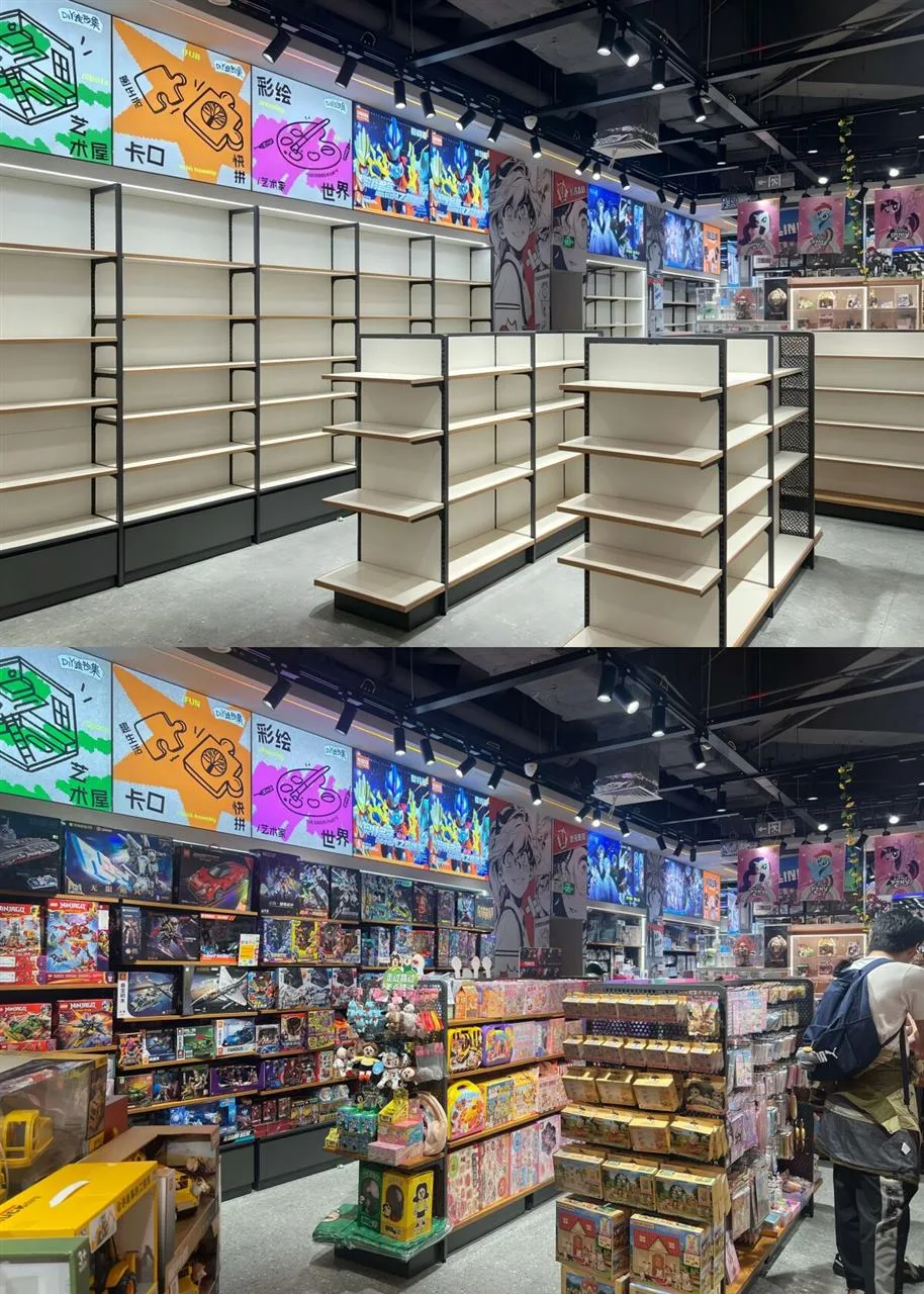 Wood and Dark Frame Retail Fixture Multi-View Study — reference view 4 of 11