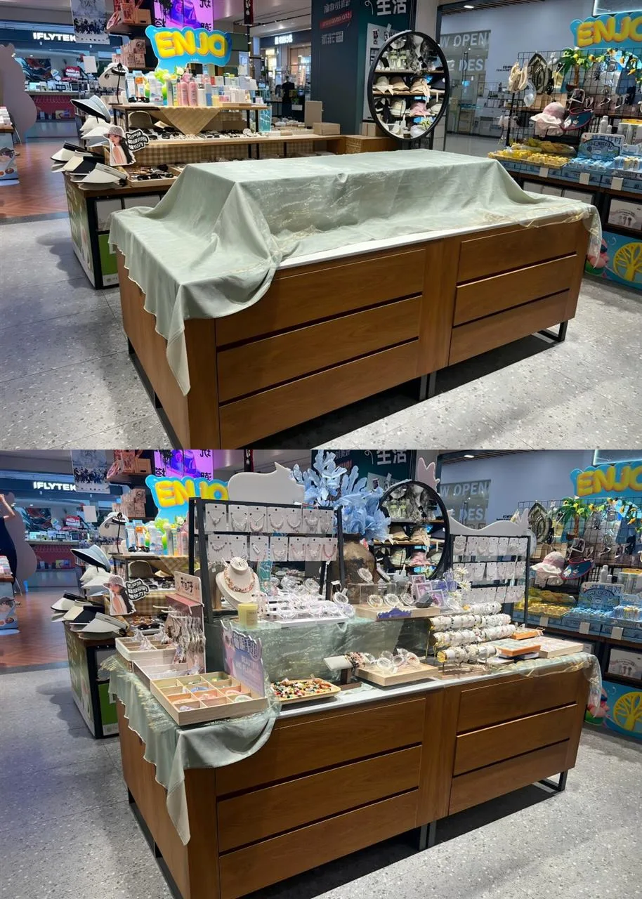 Wood and Dark Frame Retail Fixture Multi-View Study — reference view 6 of 11