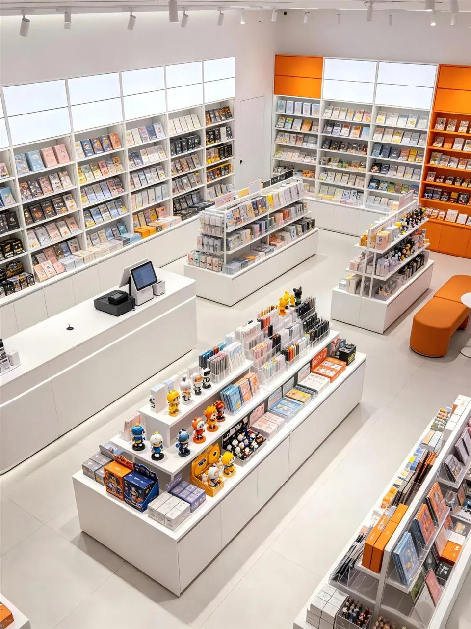 White Gift Store Layout with Orange Category Accent