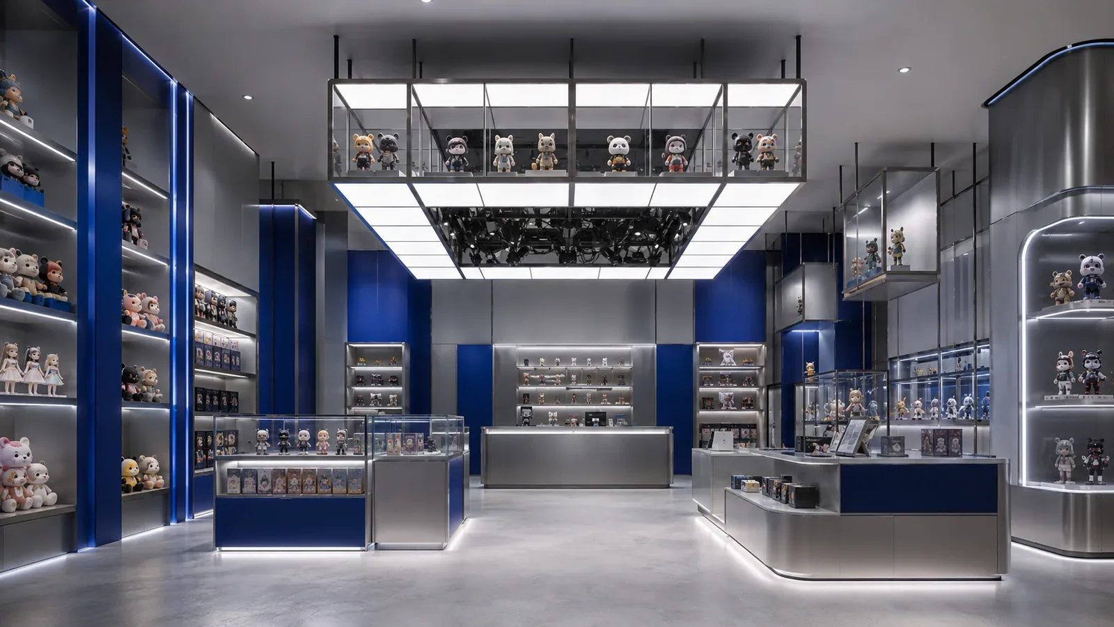 Blue and Silver Collectible Store with Glass Islands — reference view 5 of 6