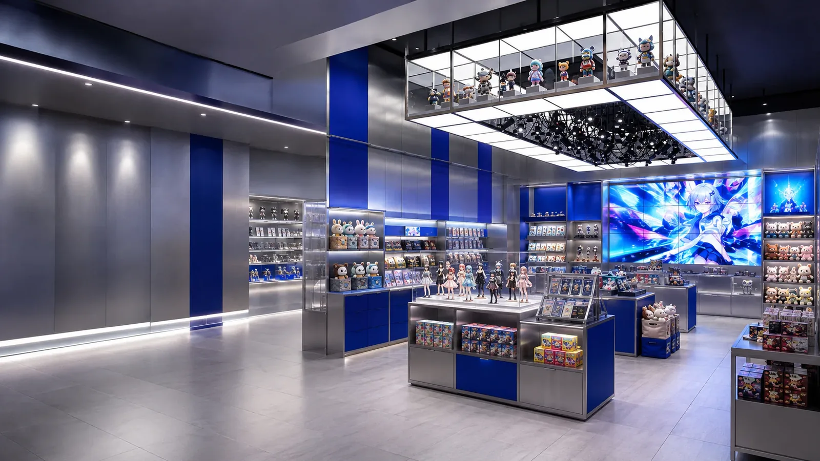 Blue and Silver Collectible Store with Glass Islands — reference view 6 of 6