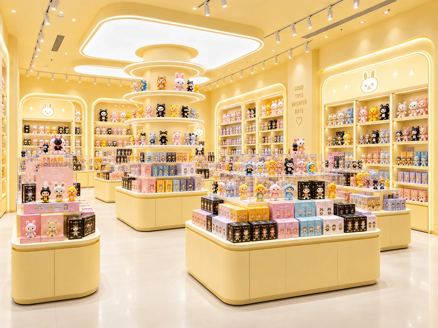 Warm Yellow Toy Boutique with Rounded Cabinets — reference view 3 of 6
