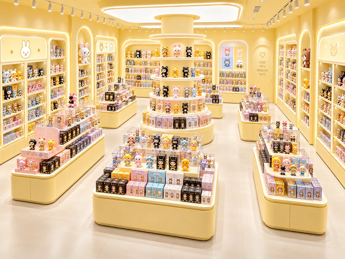 Warm Yellow Toy Boutique with Rounded Cabinets — reference view 5 of 6