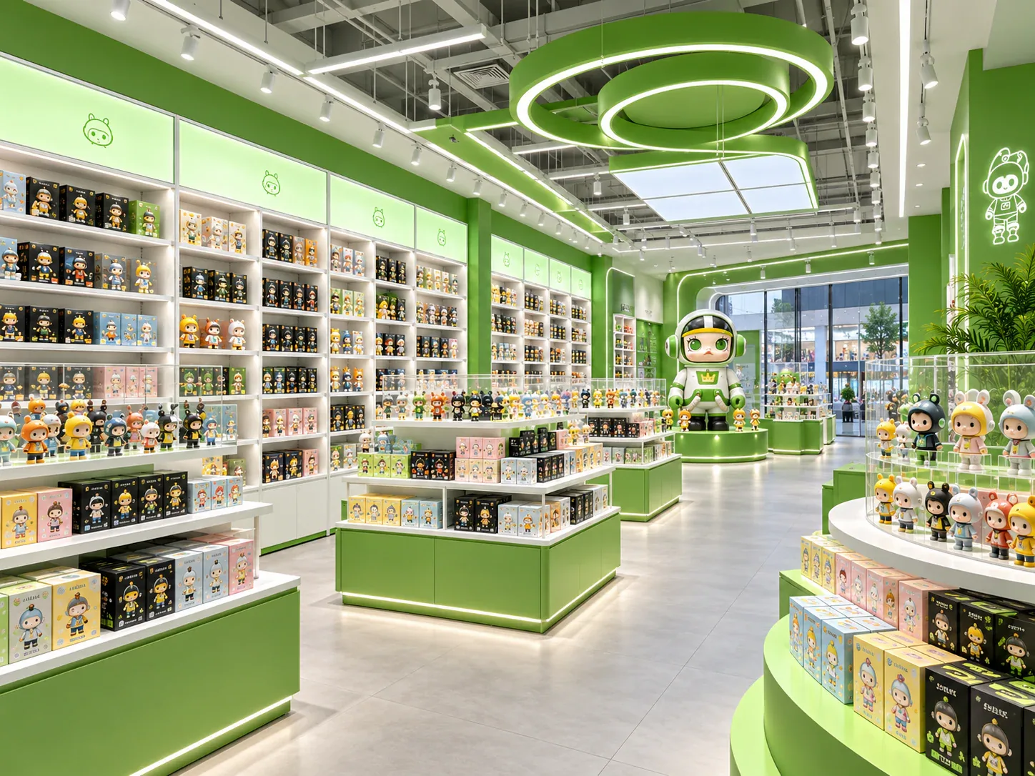 Green Toy Store with Rounded Display Islands — reference view 4 of 6