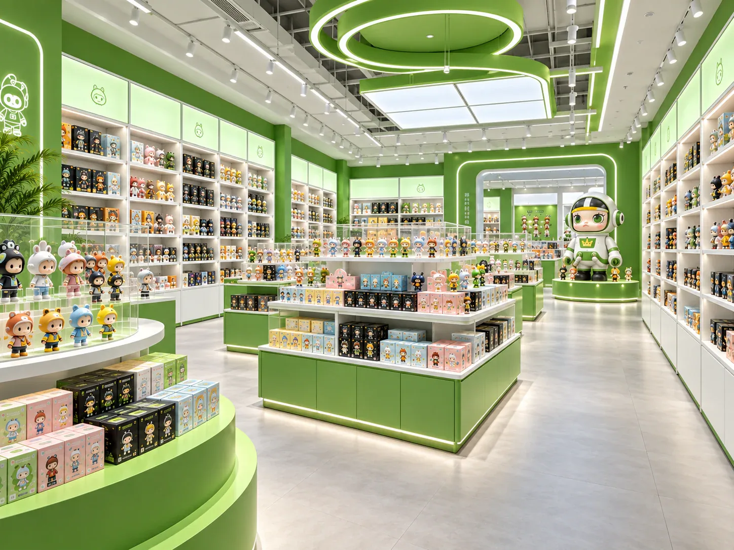 Green Toy Store with Rounded Display Islands — reference view 5 of 6