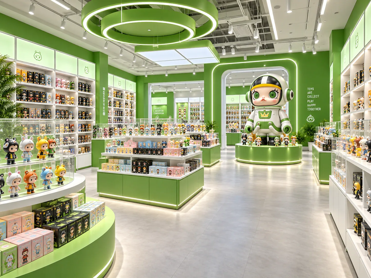 Green Toy Store with Rounded Display Islands — reference view 6 of 6